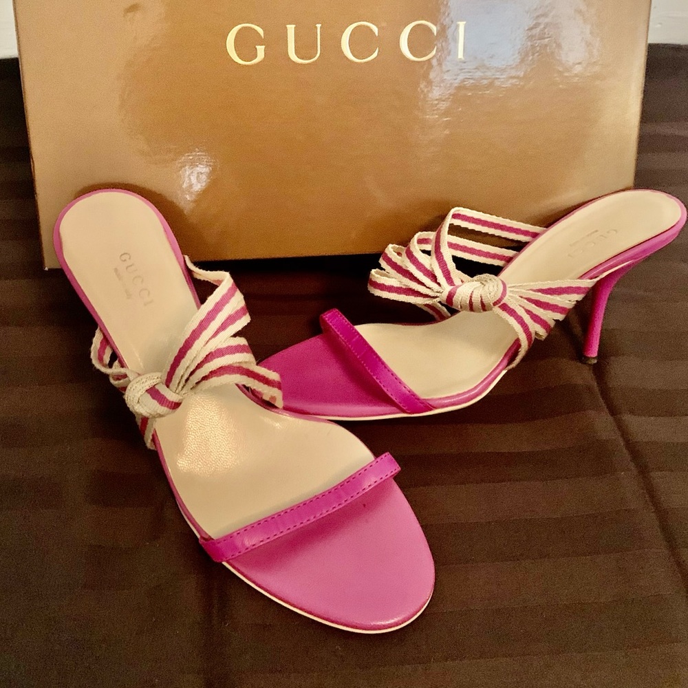 Vintage GUCCI Slides in Pink 2.5 inch heel